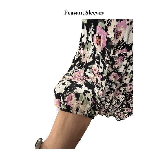 EUC Torrid Midi Floral Swiss Dot Pleated Dress with Long Peasant Sleeves Size 3x - Picture 12 of 16